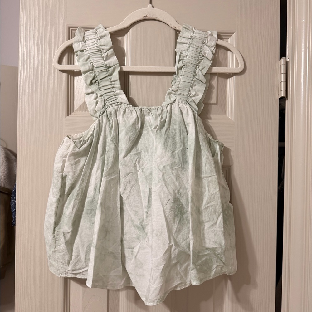 Zara Women's Light Green Ruffle Tank - Picture 3 of 4
